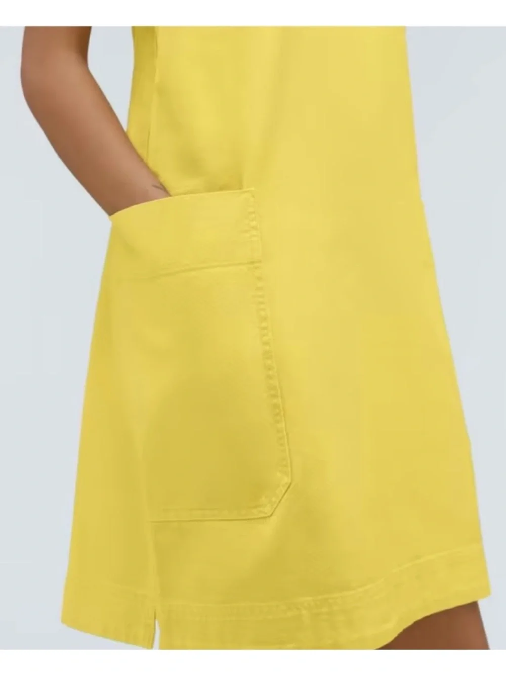 Everlane Sunny Butter Yellow Cross Back Organic Cotton Apron Mini Dress Medium